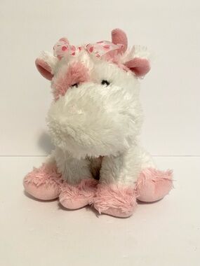 Russ Maribell Cow Plush White Pink Stuffed Animal Toy Polk A Dot Ribbon 9”